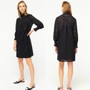 J. Crew Black Shirt Dress with Long Bishop Sleeves and Mock Neck